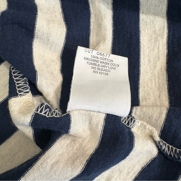 Vtg 90s Guess Jeans Made in US Striped Long Sleeve Shirt Navy Gray Large - Picture 7 of 7